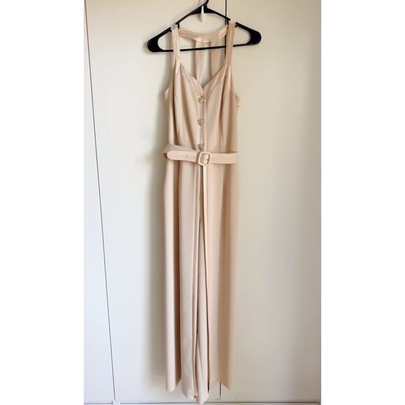 Vintage 90s Beige Nude Formal Jumpsuit Size 6 | Elegant Cocktail Evening - Picture 7 of 13